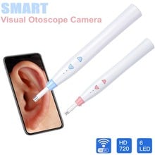 Endoscópio inteligente hd 720p, câmera visual com otoscópio f180, sem fio, colher para orelha, pegador de orelha, mini câmera de inspeção médica 2024 - compre barato