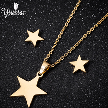 yiustar Star Necklace Stud Earrings Stainless Steel Necklace Choker Earrings Jewelry Sets For Women Christmas Gifts Brincos 2024 - buy cheap