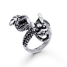 1 шт., европейская личность, Открытое кольцо Dragon Anel для женщин и мужчин, винтажное серебряное стереоскопическое кольцо с животными, ювелирное изделие, R60-3 2024 - купить недорого