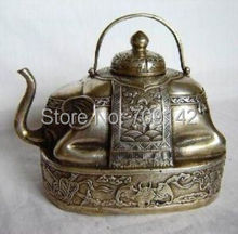 Декор, старая ручная работа, замечательный тибетский серебряный слон, чайник, статуя тибетского Мяо, старинное серебро 2024 - купить недорого