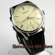 42mm Parnis Black strap off-white dial 24 Hours ST 1690  Automatic Movement Mens Watch 2024 - buy cheap