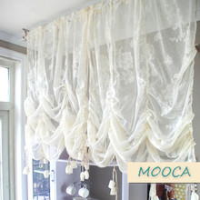 Ivory White Ruffled Lace Curtain for Kitchen Vintage Pull Up Decoration Curtain for Window and Door French Style 2024 - buy cheap