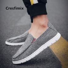 Cresfimix male fashion comfortable spring slip on grey flat shoes men casual black canvas loafer man's leisure shoes a3286 2024 - buy cheap