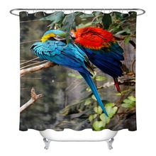 72'' Bathroom Waterproof Fabric Shower Curtain Polyester 12 Hooks Bath Accessory Sets Two Colorful Birds On Forest Trees Branch 2024 - buy cheap