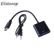 Elistooop Male to Female VGA Video adaptor HDTV CRT Monitor TV for XBOX 360 PS3 HDMI-compatible to VGA 3.5mm plug Audio Cable 2024 - buy cheap