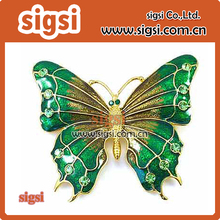 wholesale gold plated green/purple butterfly rhinestone enamel brooch pin for decorations 2024 - buy cheap