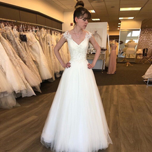 Elegant V-neck White Ivory Wedding Dresses Sleeveless A-line Sweep Train Vestido De Novia Cut-out Back Bridal Gowns 2019 New 2024 - buy cheap