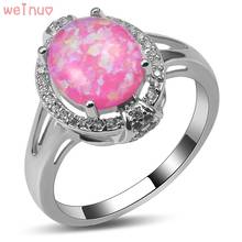 Weinuo Pink Fire Opal White Crystal Ring 925 Sterling Silver Top Quality Fancy Jewelry Wedding Ring Size 5 6 7 8 9 10 A421 2024 - buy cheap