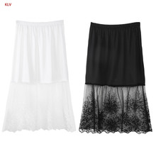 KLV, faldas de encaje medio deslizantes, extensor, cintura elástica, corte en A, enagua hueca, enagua, falda 2024 - compra barato