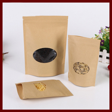 15*22+4 50pcs brown self zip lock kraft paper bags with window for gifts sweets and candy food tea jewelry retail package paper 2024 - buy cheap