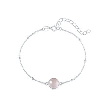 New Real 925 Pulseira De Prata Esterlina Para Mulheres Vintage & Simples Rodada Naturais Rosa De Cristal Gema Pedra Pulseira Jóias Finas 2024 - compre barato