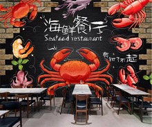 Beibehand-papel de parede personalizado moderno 3d, mural de fotos, original, pintado à mão, frutos do mar, restaurante, mural 3d 2024 - compre barato
