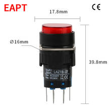 16mm LED momentary illuminated round push button switch 2NO2NC self reset 8 pins spring return 6V 12V 24V 220V LAZ16-22DN/Y 2024 - buy cheap