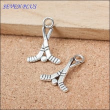 High Quality 50 Pieces/Lot 17mm*23mm Antique Silver Plated Sports Charm Hockey Charm 2024 - buy cheap