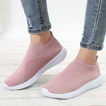 Casual mesh walking footwear sneakers women shoes 2022 knitted slip on female flat shoes tenis feminino vulcanize shoes 2024 - buy cheap