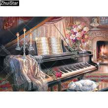 Pintura de diamante zhui star completa quadrada 5d faça você mesmo "piano" 3d bordado ponto cruz imitação de mosaico decoração hyy 2024 - compre barato