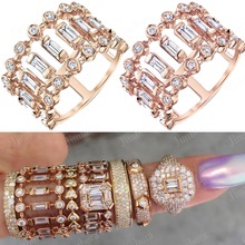 paved Full AAA Cubic Zirconia New Trendy 3 Colors Rings For Women Bridal Wedding Engagement Fingers Rings Anniversary Jewelry 2024 - buy cheap