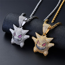 Mens Necklaces Halloween Mask Pendant Necklace With Chain New Arrival Cubic Zircon Pendant Hip Hop Rock Jewelry 2024 - buy cheap