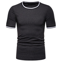 Fashion Striped O Neck T Shirt Men Clothes 2021 Brand New Slim Fit Short Sleeve Tee Shirt Homme Streetwear Casual T-shirt Men 2024 - buy cheap