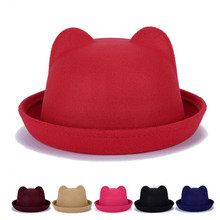 New Korean version of the autumn and winter cat ears hat cashmere bear flanging dome equestrian wool wool cap hat small hat wom 2024 - buy cheap