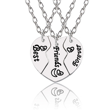 3 Sets Of Best Friend Necklace For Women Heart Stitching BFF Pendant Necklace Ladies Love Chain Friendship Jewelry Gift 2024 - buy cheap
