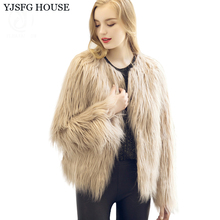 YJSFG HOUSE 3XL abrigo de piel sintética de mujer de manga larga Vintage Mink Fox chaqueta 2017 cálido invierno Outwear negro blanco gris beige rosa 2024 - compra barato