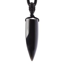 Wholesale Black Obsidian Natural Stone Pendant Crystal Pillar Necklace Lucky Evil Spirits Transport Women Men Fashion Jewelry 2024 - buy cheap