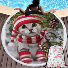 Cat Dog Panda Summer Round Beach Towel Microfiber with Drawstring Backpack Bag Bath Shower Towels Yoga Mat Blanket with Tassels 2024 - buy cheap