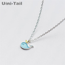Uini-tail quente novo 925 prata esterlina coreano moda doce azul pequena baleia colar doce bonito de alta qualidade jóias gn846 2024 - compre barato