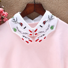 2021 Women Neckwear Cotton Embroidery Finger Tie Neckline Fake Collar Chiffon Detachable False Collar Removable Lapel Blouse Top 2024 - купить недорого