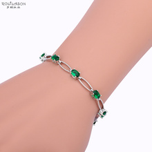 ROLILASON New Brand Design Peridot AAA Zircon Silver Charm Bracelets Deep Green Crystal Fashion jewelry TBS959 2024 - buy cheap