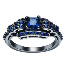 Hainon Модные Свадебные обручальные кольца, синий Цирконий, обещание, черный, золотой цвет, Ювелирное кольцо на палец, Винтажное кольцо, подарки 2024 - купить недорого