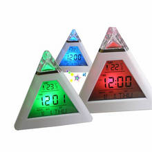 2017 Home New Arrival digital clock reveil alarm Pyramid Temperature 7 Colors LED Change Backlight LED Alarm Clock Dropshipping 2024 - buy cheap