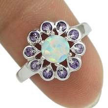 HAIMIS Popular Ring White Fire Opal Purple stones  Fashion Jewelry For Girls   Size 5.5 6.5 7.5 8 8.5 101WD 2024 - buy cheap