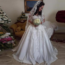 Vestido De boda arácico De lujo, con apliques De cuentas, De satén, De talla grande, Oriente Medio 2024 - compra barato