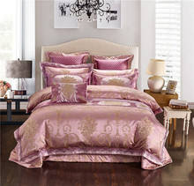 Juego de cama de lujo estilo europeo bohemio real, tamaño King, satén, Jacquard, funda nórdica de algodón egipcio, juego de sábanas de cama plana 38 2024 - compra barato