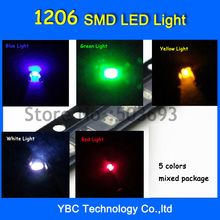 Lâmpada de led smd 100 1206 pcs ultra brilhante vermelho/verde/azul/branco/amarelo diodo de luz 2024 - compre barato