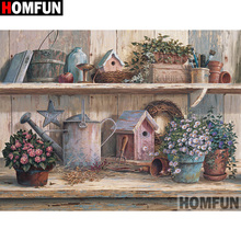 HOMFUN-pintura de diamante 5D DIY "Casa de pájaro", bordado de diamantes de imitación cuadrados o redondos, estilo punto de cruz 5D, decoración del hogar A01173 2024 - compra barato