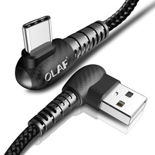 OLAF USB C кабель 2A Быстрая зарядка 90 градусов Тип C USB кабель для Samsung S8 S9 Plus Note 8 9 для Huawei P9 P10 P20 Xiaomi 5 6 2024 - купить недорого