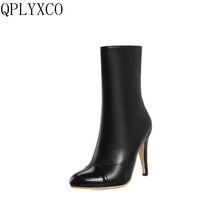 QPLYXCO-Botas cortas de tacón alto y plataforma para mujer, zapatos de fiesta de boda, Sexy, otoño e invierno, talla grande 28-52, Y775, 2018 2024 - compra barato