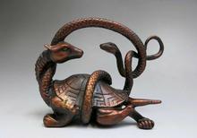 Китайская красная бронза четыре мифические создания Дракон Тигр Феникс скульптура в виде черепахи 2024 - купить недорого
