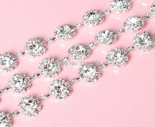 1 yarda de cristal de girasol boda brillante diamante de imitación de cadena hecha a mano artesanía 2024 - compra barato