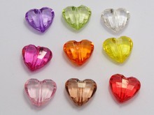 50 cores misturadas acrílico transparente facetado coração grânulos 23x16mm 2024 - compre barato