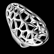 Anéis grandes ocos de joia fina festa aniversário anel banhado a prata de coquetel ar196 2024 - compre barato