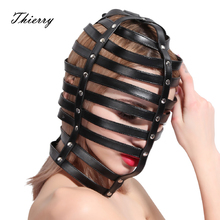 Thierry-Casco erótico de esgrima, arnés bondage, capucha para cabeza, Juguetes sexuales para parejas, ataduras de esclavo, fetiche, casco, juegos para adultos, juguete sm 2024 - compra barato