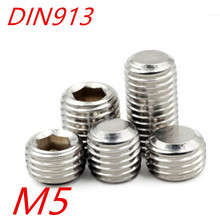 100pcs/lot M5 5mm DIN913 A2 Stainless Steel Screw Flat Point Hexagon Hex Socket Set Screws 2024 - buy cheap