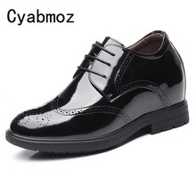 Sapatos masculinos de couro estriado, sapatos com aumento de altura em couro com 10cm de altura, estilo oxford para homens 2024 - compre barato