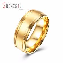 GNIMEGIL ювелирный бренд золотые кольца Цвет 316L Нержавеющая сталь круглый металлический обручальные краткое безымянный палец вечерние Мода для Для мужчин 2024 - купить недорого