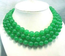 Hot 2014 new fashion style free shipping Long 12MM Natural Green chalcedony jades Round Beads Necklace 50"BV231 2024 - buy cheap