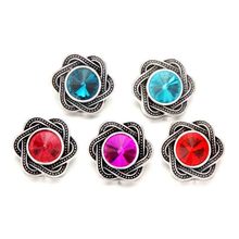 Atacado metal strass botões snap w173 flores diy jóias caber 18mm botão snap colar pulseira para mulher 2024 - compre barato